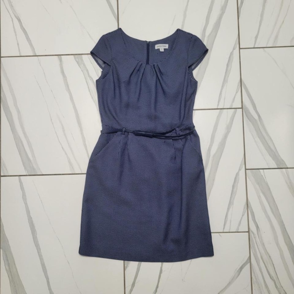 Old Money Polka Dot Shelby & Palmer blue and white officewear dress